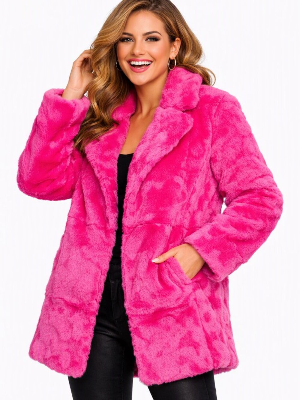 Hot Pink Faux Fur Coat | Statement Winter Glam | Plush Outerwear